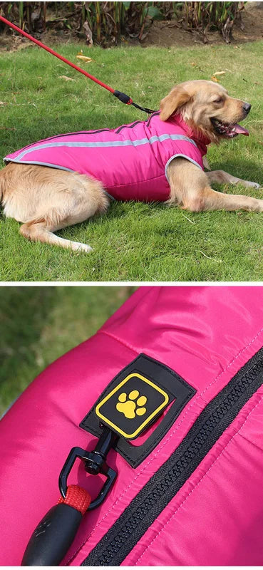 Waterproof Padded Fleece Dog Coat with Safety Reflective Design