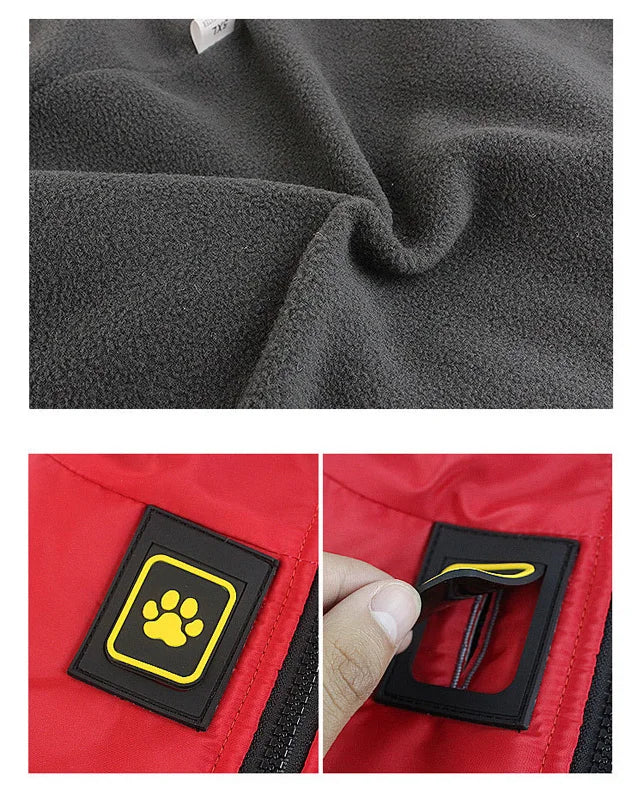 Waterproof Padded Fleece Dog Coat with Safety Reflective Design