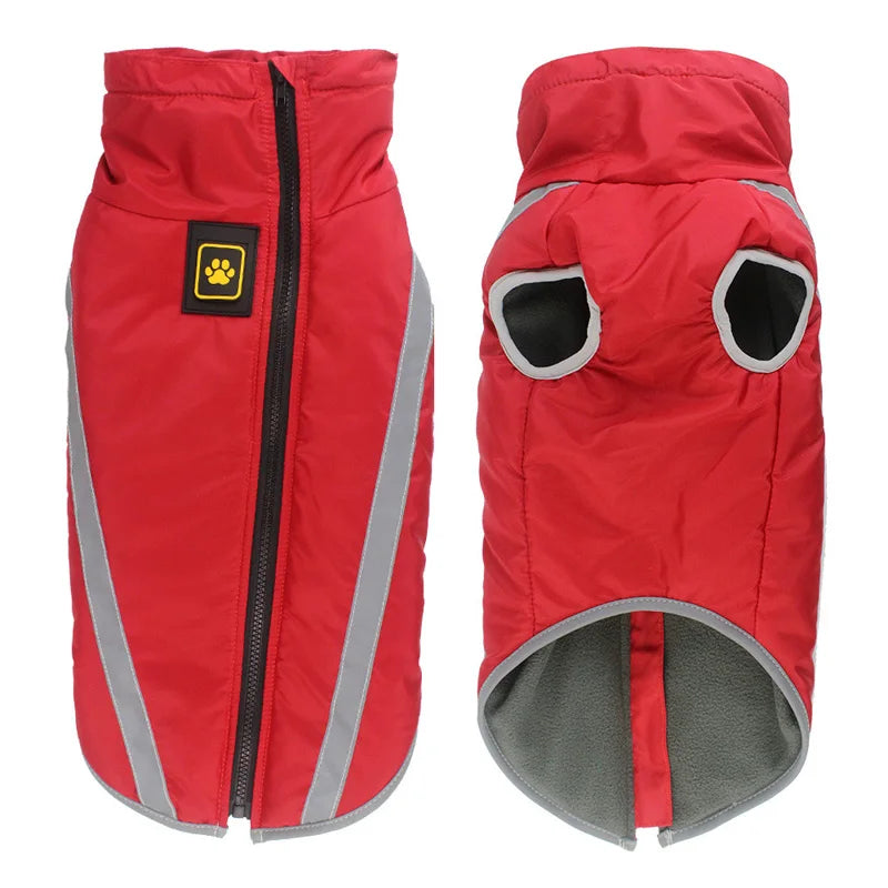 Waterproof Padded Fleece Dog Coat with Safety Reflective Design
