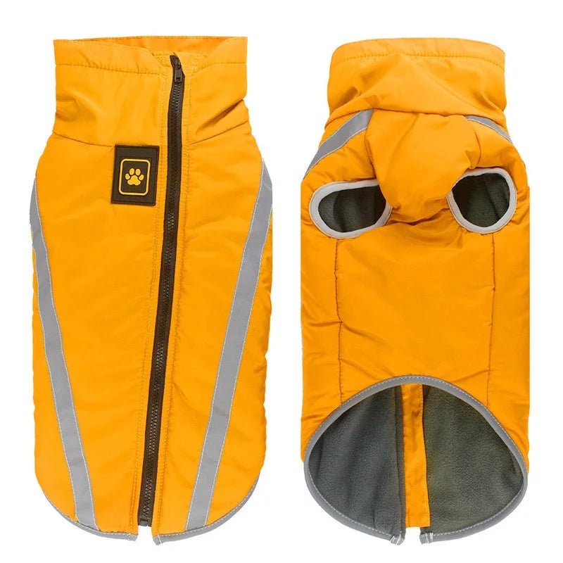 Waterproof Padded Fleece Dog Coat with Safety Reflective Design