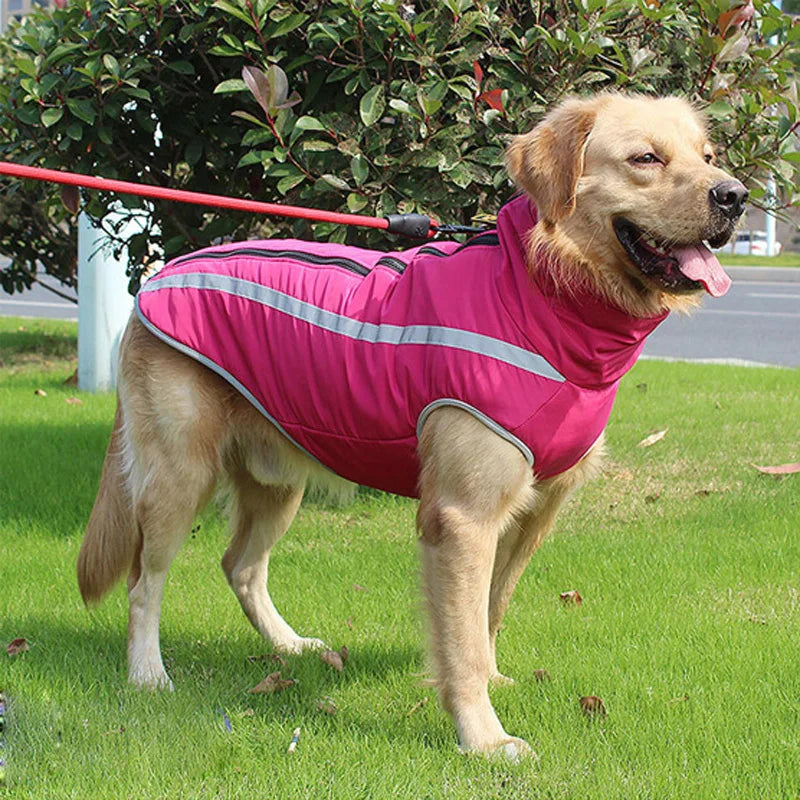 Waterproof Padded Fleece Dog Coat with Safety Reflective Design