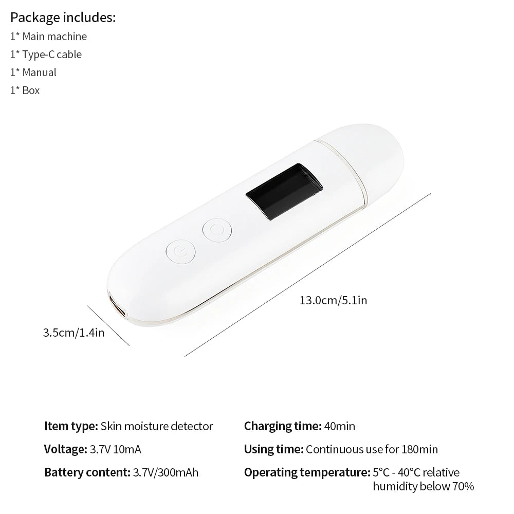 Skin Analyser, helps detect and test the moisture, elasticity and oil content of your skin