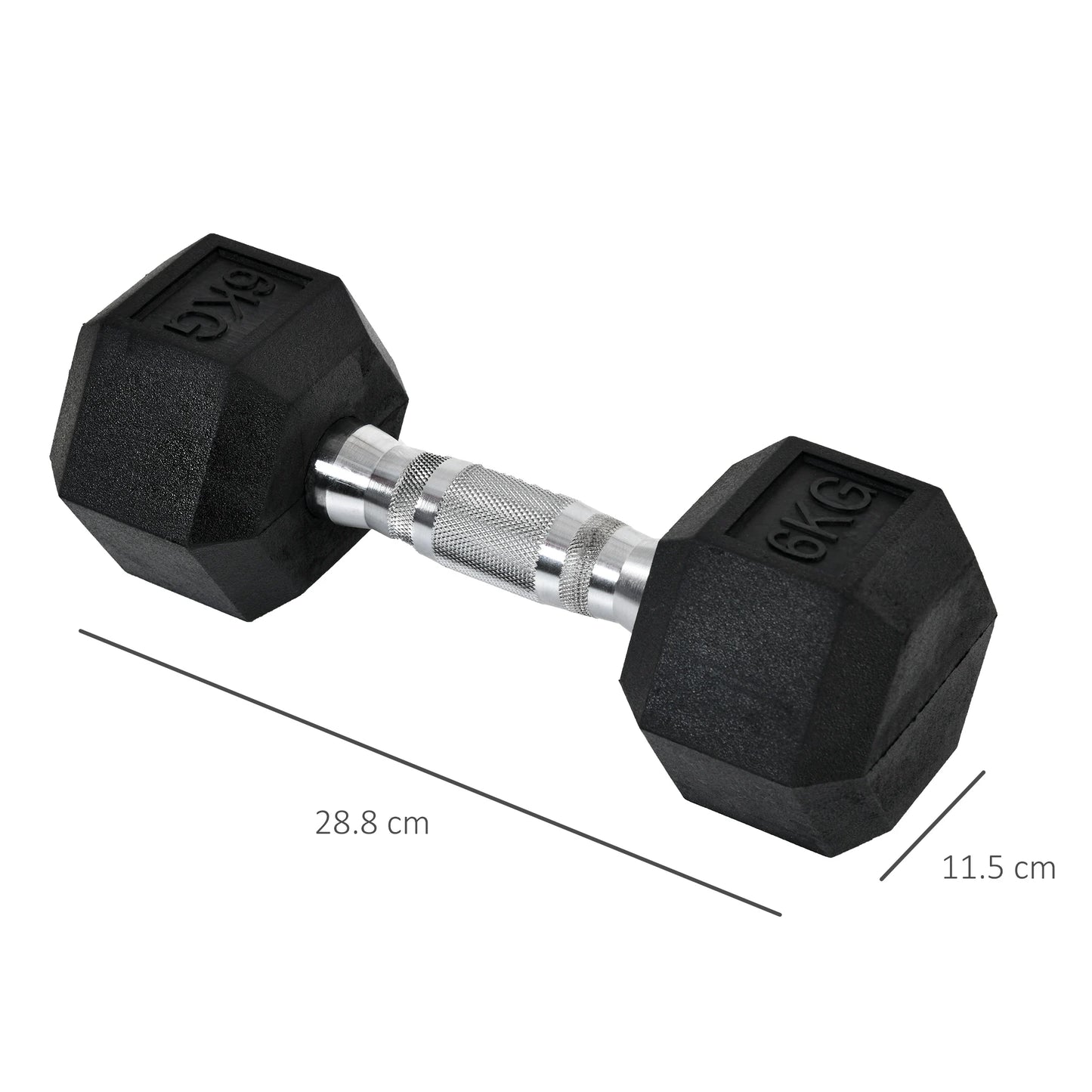 6kg - Hexagonal Fixed Rubber Dumbbell Set for Weight Lifting Exercises