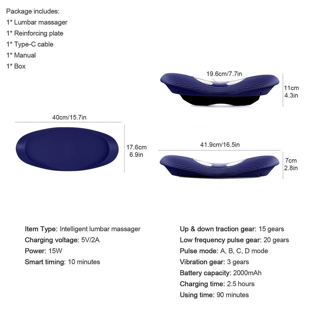 Electric Lumbar Traction Massager: Vibration Waist Massager with Airbag Support for Spine and Back Relief
