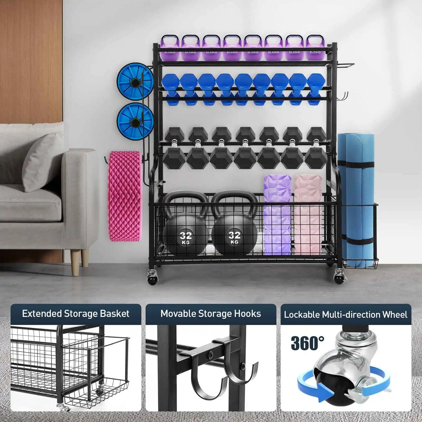 All-in-One Dumbbell and Fitness equipment storage and organiser for your Home Gym
