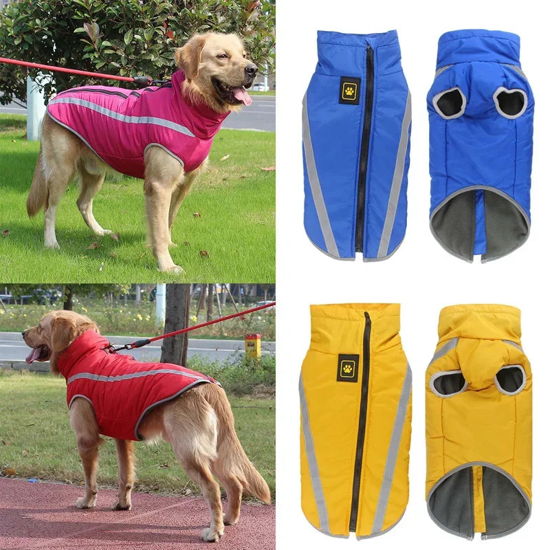 Waterproof Padded Fleece Dog Coat with Safety Reflective Design