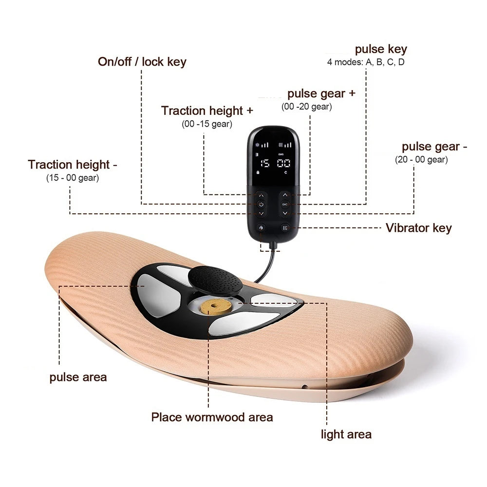 Electric Lumbar Traction Massager: Vibration Waist Massager with Airbag Support for Spine and Back Relief