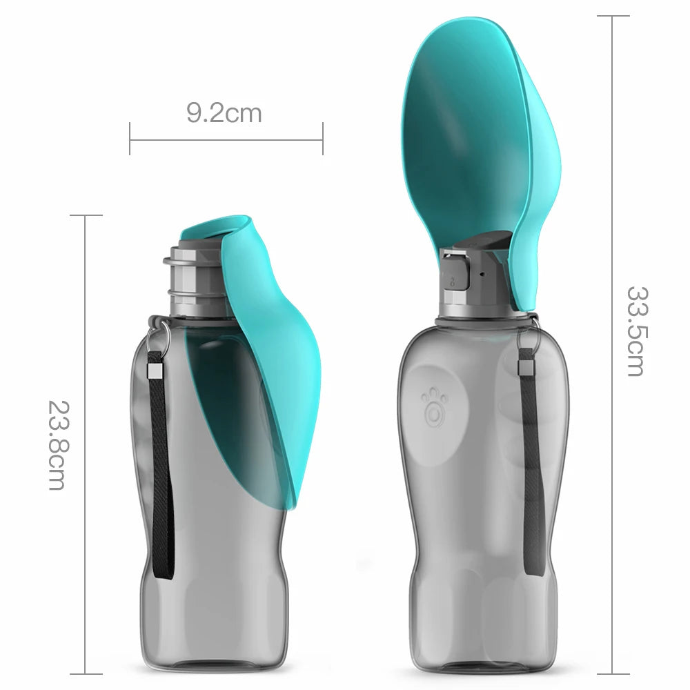 800ml Dual Dog Walking Water Bottle with dispenser