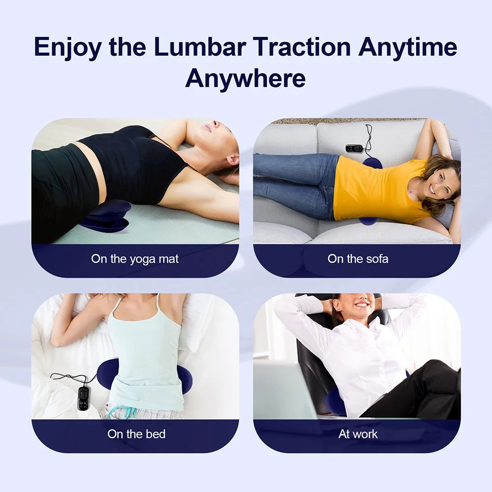 Electric Lumbar Traction Massager: Vibration Waist Massager with Airbag Support for Spine and Back Relief