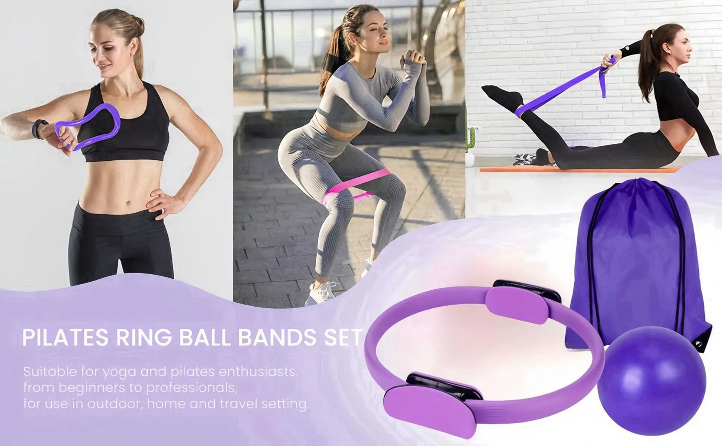 Pilates and Yoga 13 PCS Set with Ball, Resistance Bands & More