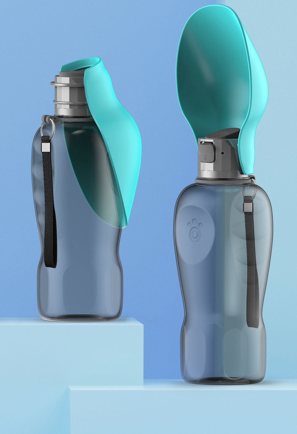 800ml Dual Dog Walking Water Bottle with dispenser