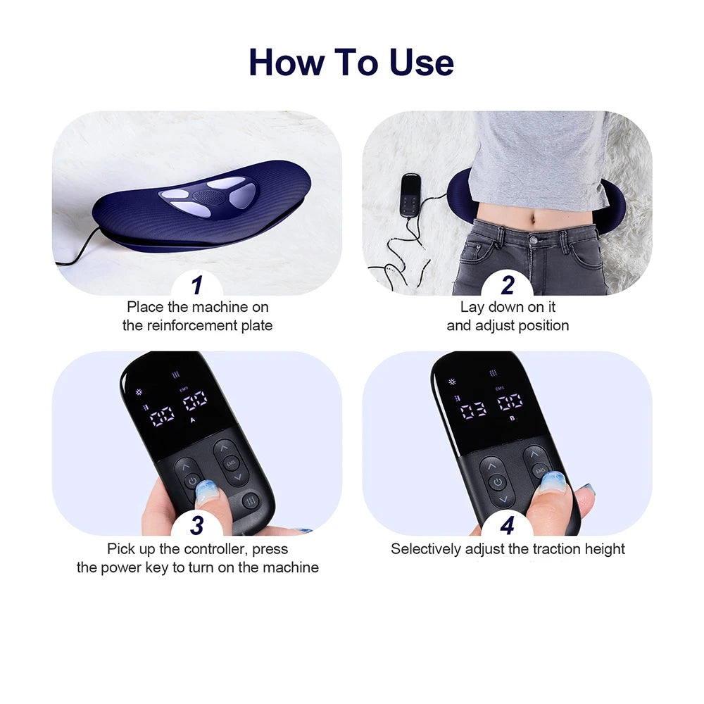 Electric Lumbar Traction Massager: Vibration Waist Massager with Airbag Support for Spine and Back Relief