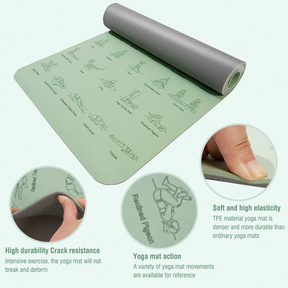Yoga & Fitness Mat, with strap included. Eco-friendly Non-Slip Sports Fitness Mat For Exercise Yoga And Pilates Gymnastics Mat Fitness Equipment