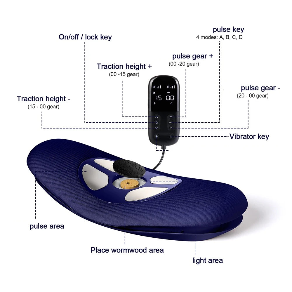 Electric Lumbar Traction Massager: Vibration Waist Massager with Airbag Support for Spine and Back Relief