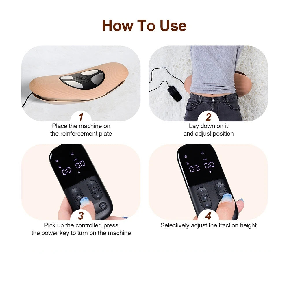Electric Lumbar Traction Massager: Vibration Waist Massager with Airbag Support for Spine and Back Relief