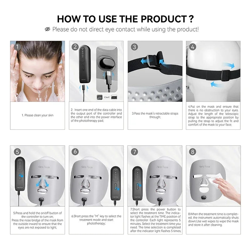Hello Face Wireless Near-Infrared Light and Red Light Therapy Face Mask For Powerful Anti-ageing Professional Ultra-light Mask