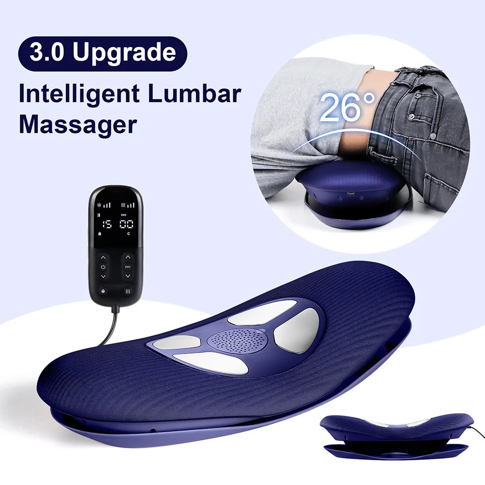 Electric Lumbar Traction Massager: Vibration Waist Massager with Airbag Support for Spine and Back Relief