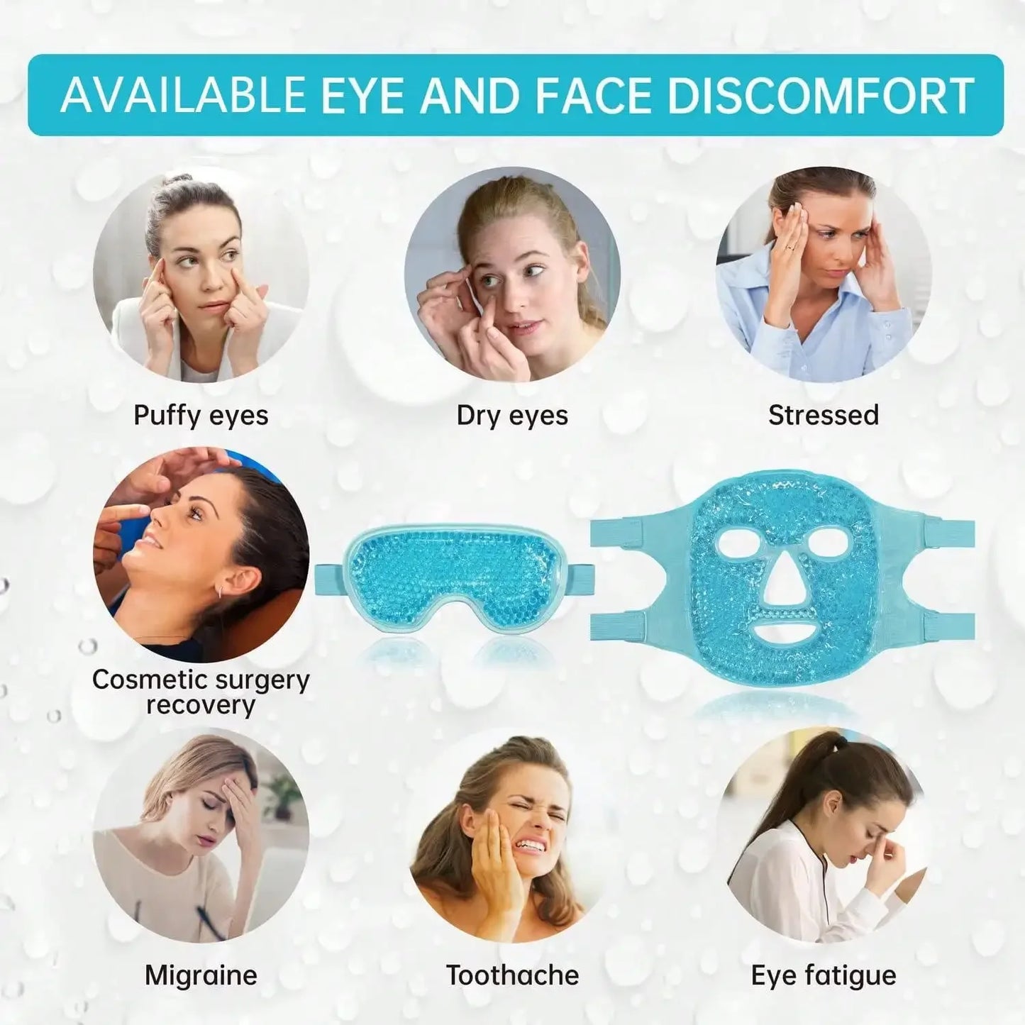 Cold & Hot Therapy Gel Bead Compress Mask for face and eye therapy (reusable) and relaxation