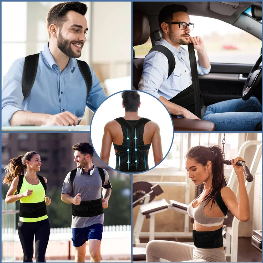 Back Brace Posture Corrector for both women and men is an adjustable posture trainer designed for straightening the back and correcting scoliosis and hunchback.