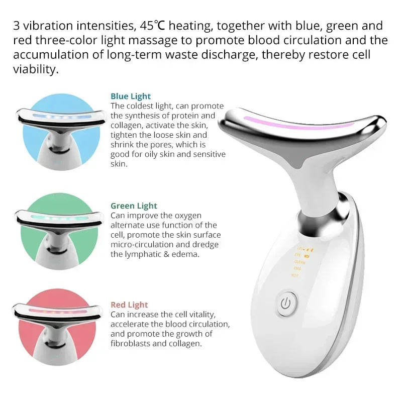 Face and Neck Sculpting LED Photon devise for colour light, heating, cleaning and micro current stimulation therapy