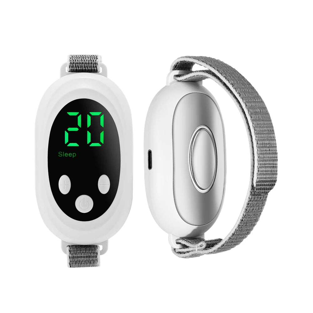 Handheld EMS Sleep Aid for relaxation, featuring 20 levels, microcurrent pulse, and hypnosis to relieve insomnia, stress, pressure, and anxiety.