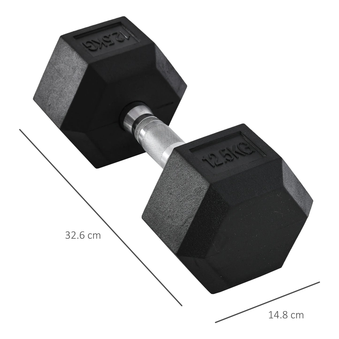 12.5kg - Hexagonal Fixed Rubber Dumbbell Set, Home Gym - strength training equipment