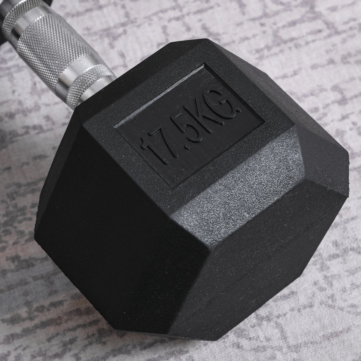17.5kg - Hexagonal Fixed Rubber Dumbbell Set, Home Gym Strength Training Equipment