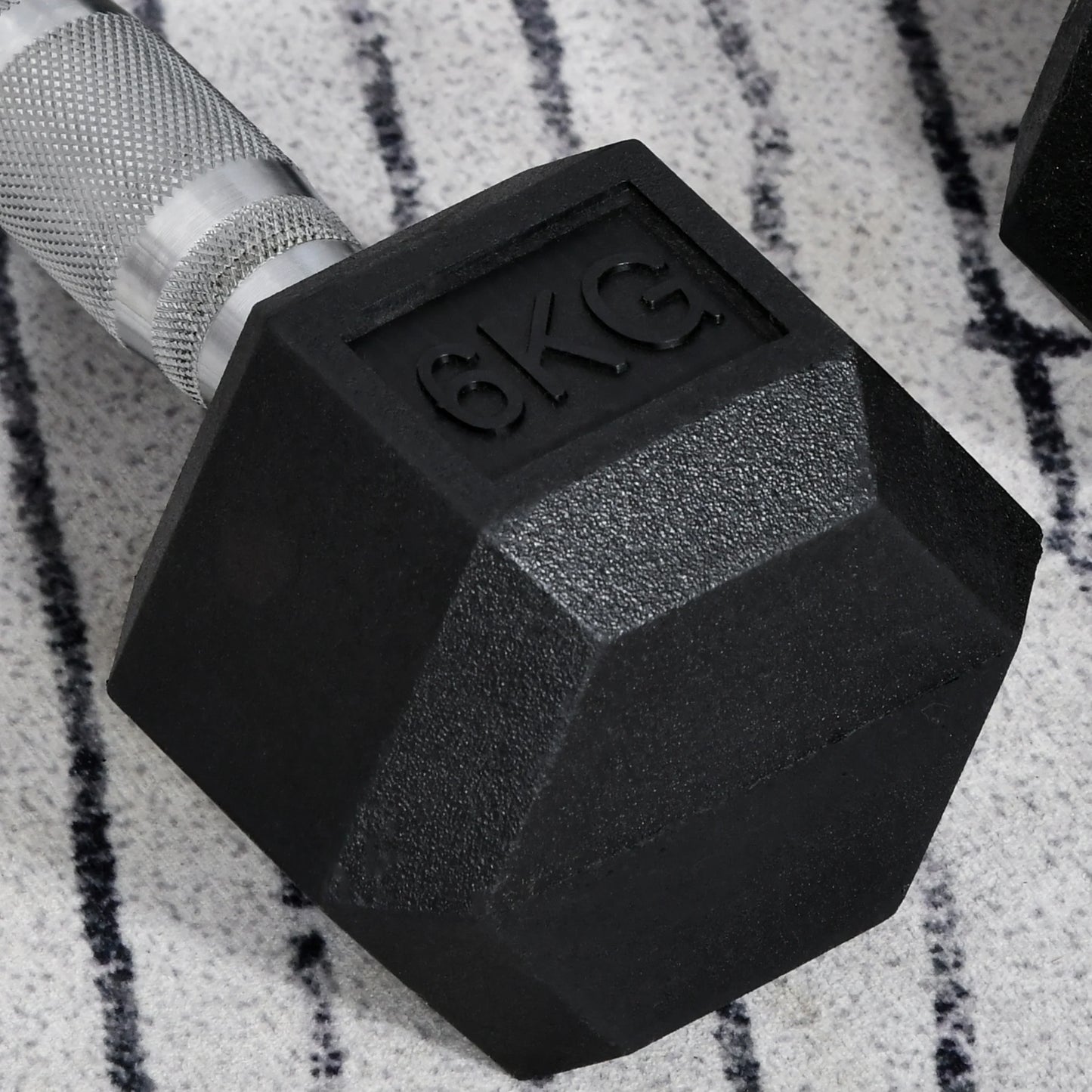 6kg - Hexagonal Fixed Rubber Dumbbell Set for Weight Lifting Exercises