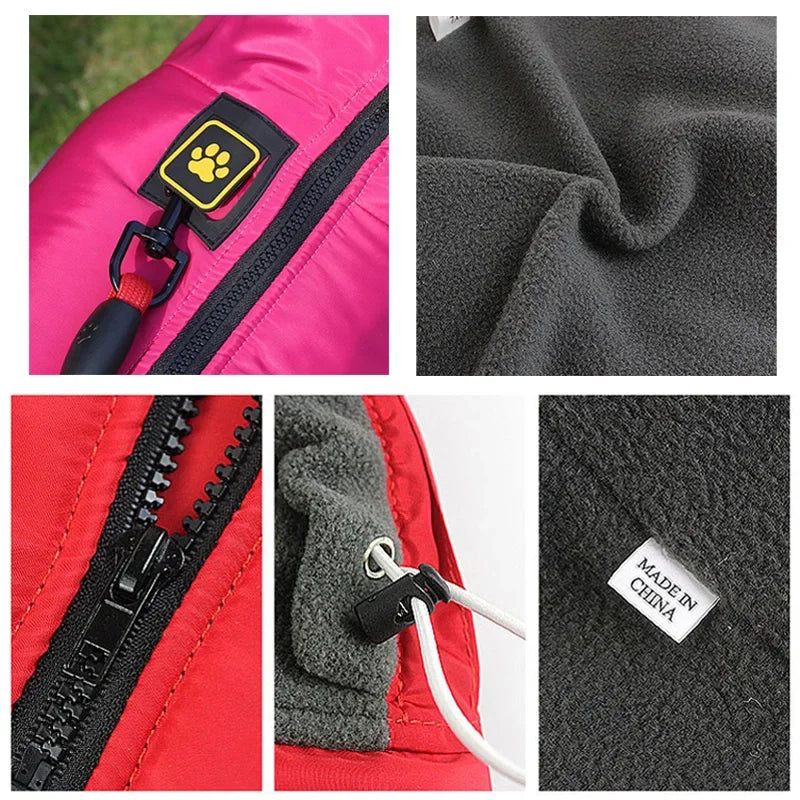 Waterproof Padded Fleece Dog Coat with  Safety Reflective Design