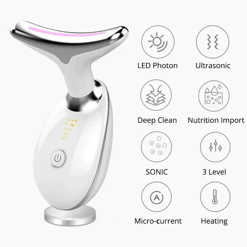 Face and Neck Sculpting LED Photon devise for colour light, heating, cleaning and micro current stimulation therapy