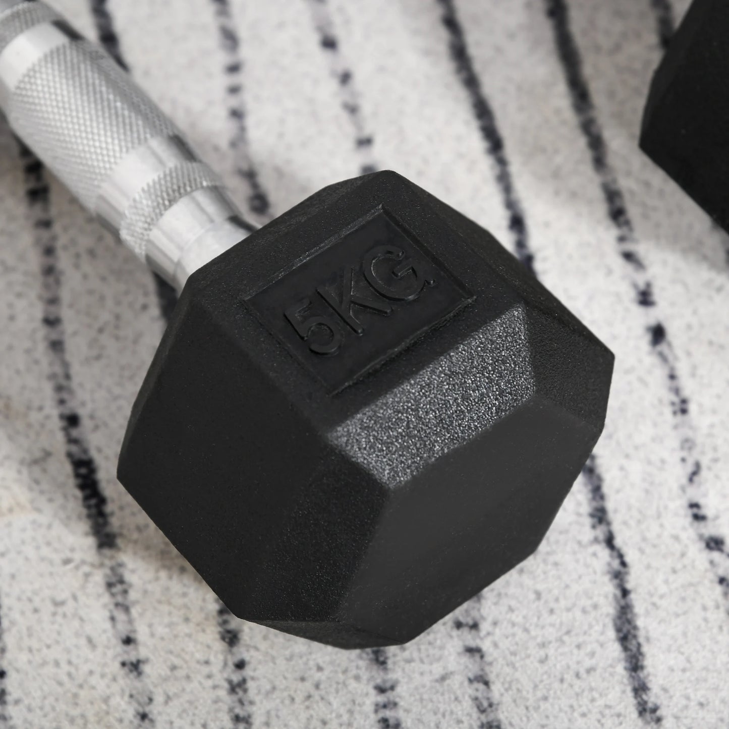 10kg - Hexagonal Fixed Rubber Dumbbell Set, Home Gym Fitness - Weight Lifting Equipment