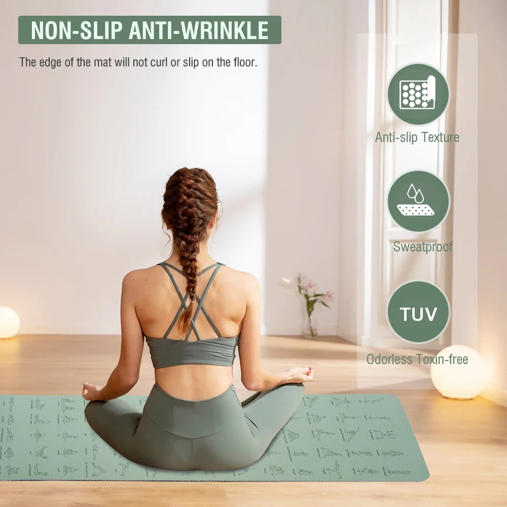 Yoga & Fitness Mat, with strap included. Eco-friendly Non-Slip Sports Fitness Mat For Exercise Yoga And Pilates Gymnastics Mat Fitness Equipment