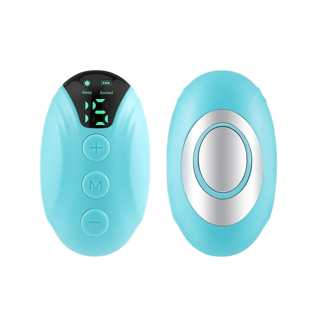 Handheld EMS Sleep Aid for relaxation, featuring 20 levels, microcurrent pulse, and hypnosis to relieve insomnia, stress, pressure, and anxiety.