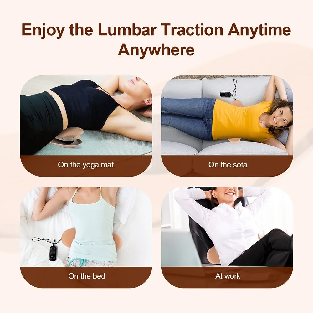Electric Lumbar Traction Massager: Vibration Waist Massager with Airbag Support for Spine and Back Relief