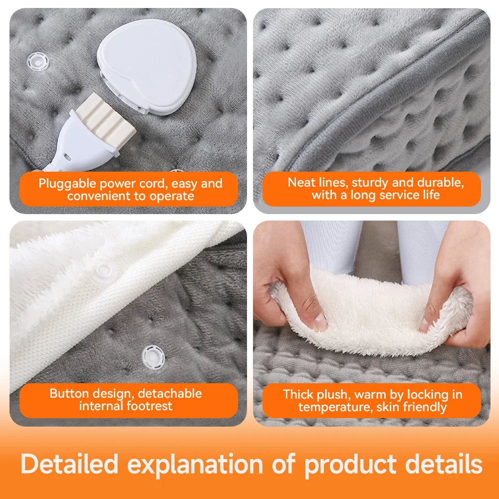 Electric Heated slipper for cold, sore and tired feet,  Heating Pad 9-gear adjustable temperature Electric shoe heating pad