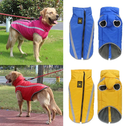 Waterproof Padded Fleece Dog Coat with  Safety Reflective Design