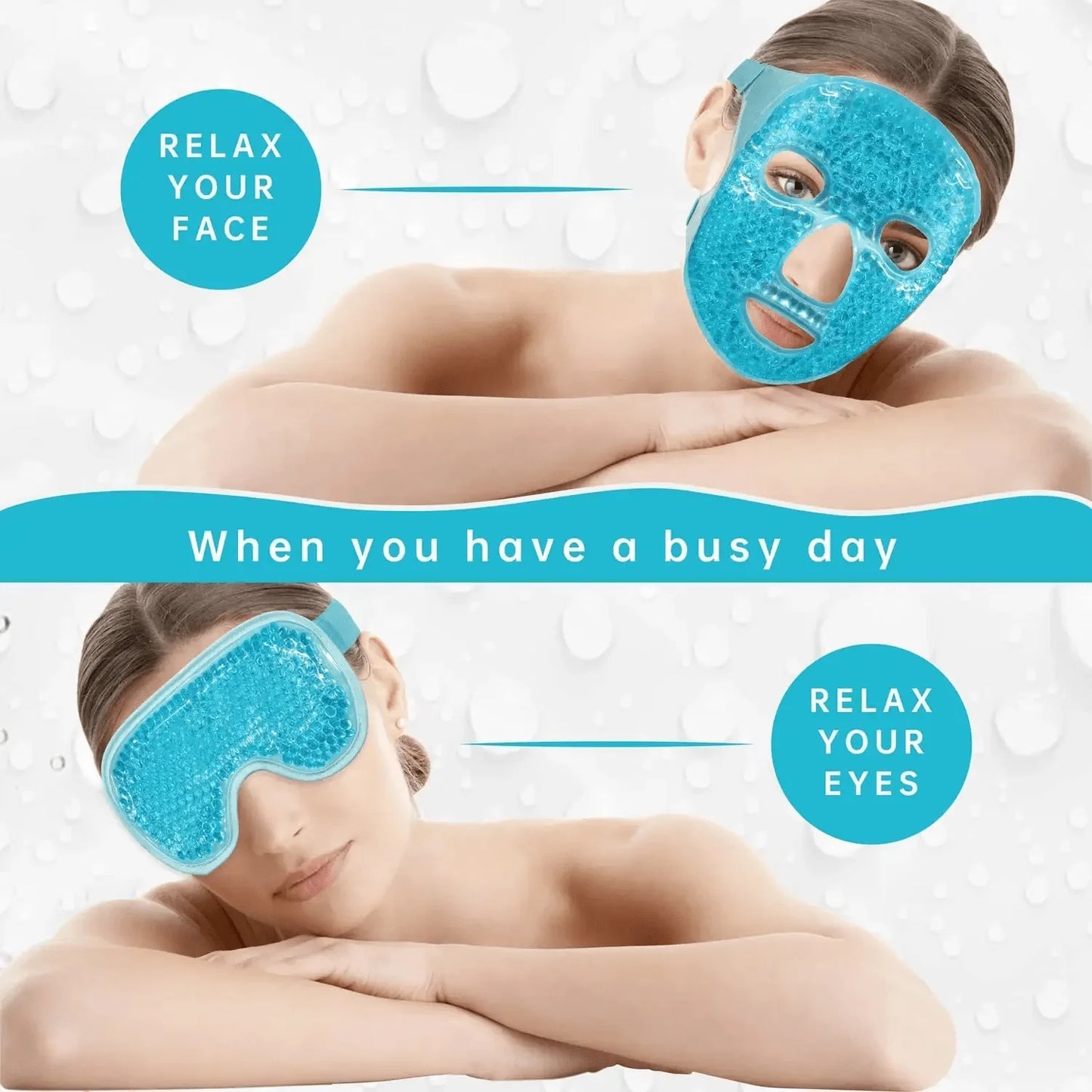 Cold & Hot Therapy Gel Bead Compress Mask for face and eye therapy (reusable) and relaxation