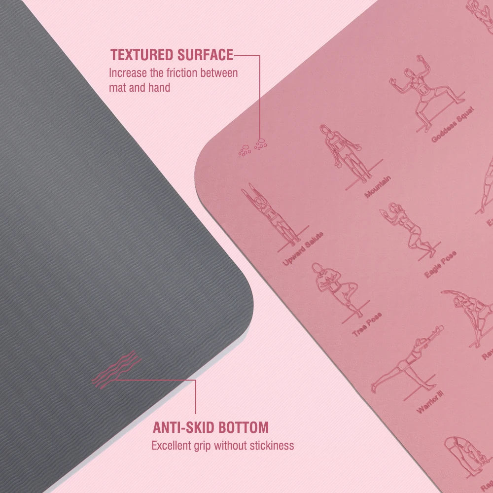 Yoga & Fitness Mat, with strap included. Eco-friendly Non-Slip Sports Fitness Mat For Exercise Yoga And Pilates Gymnastics Mat Fitness Equipment