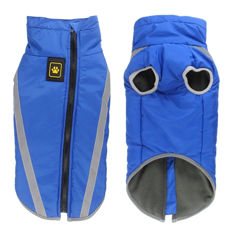 Waterproof Padded Fleece Dog Coat with  Safety Reflective Design