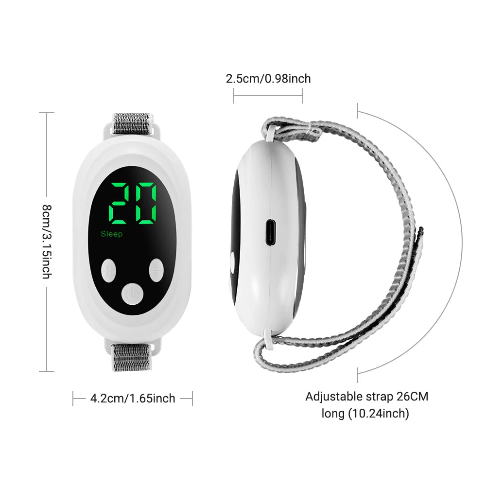 Handheld EMS Sleep Aid for relaxation, featuring 20 levels, microcurrent pulse, and hypnosis to relieve insomnia, stress, pressure, and anxiety.