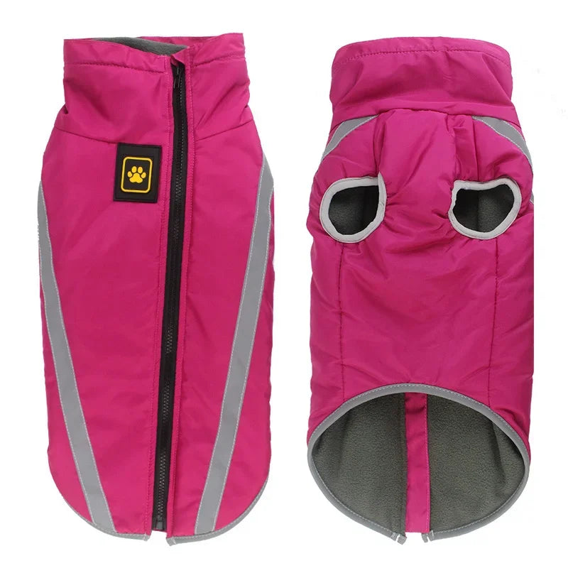Waterproof Padded Fleece Dog Coat with  Safety Reflective Design