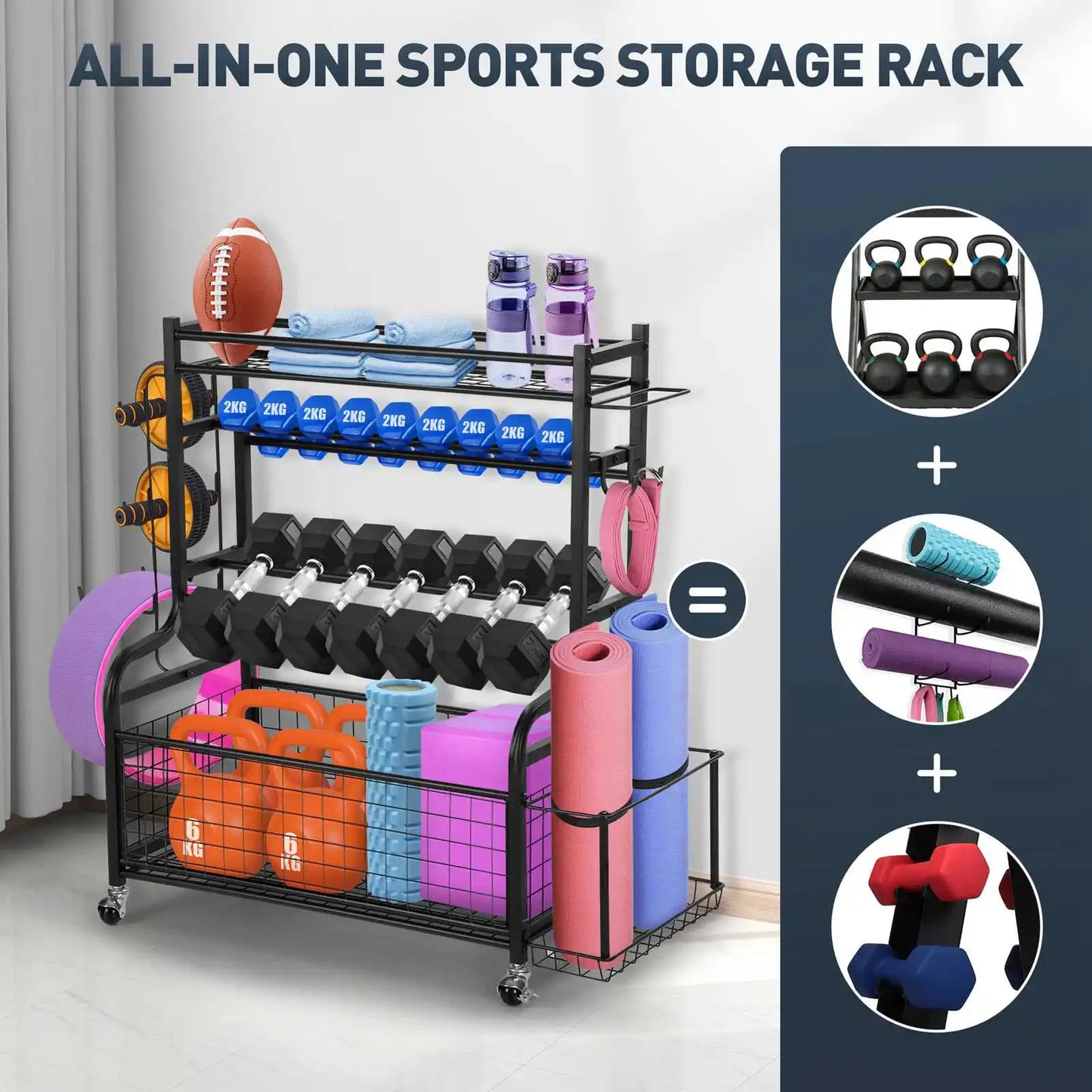 All-in-One Dumbbell and Fitness equipment storage and organiser for your Home Gym