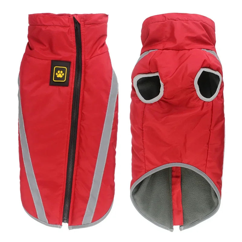 Waterproof Padded Fleece Dog Coat with  Safety Reflective Design