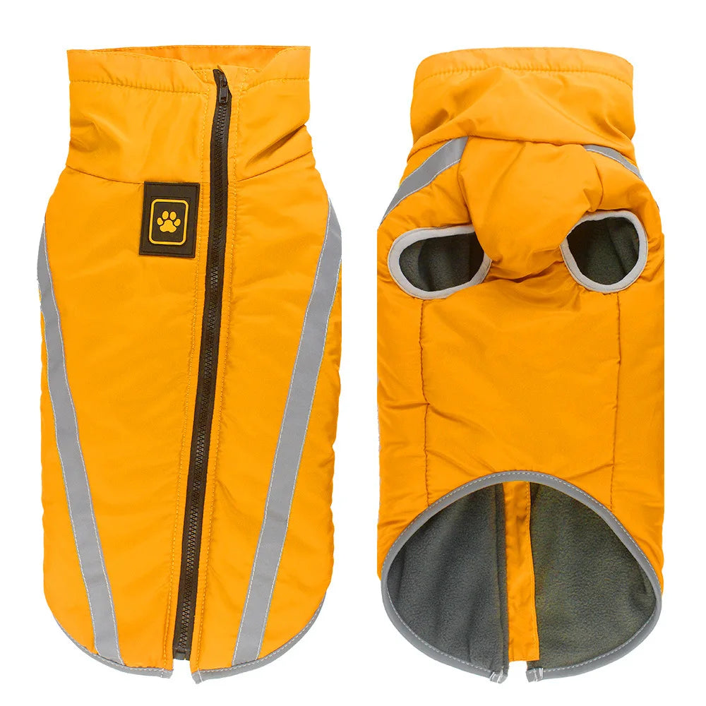Waterproof Padded Fleece Dog Coat with  Safety Reflective Design