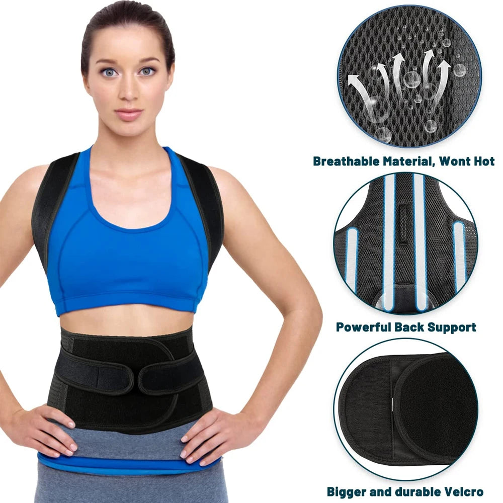 Back Brace Posture Corrector for both women and men is an adjustable posture trainer designed for straightening the back and correcting scoliosis and hunchback.