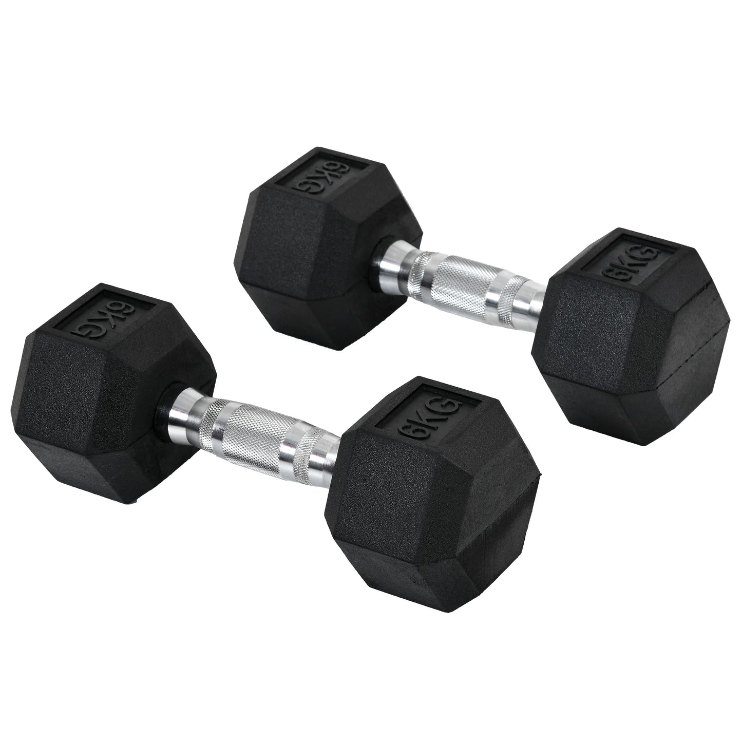 6kg - Hexagonal Fixed Rubber Dumbbell Set for Weight Lifting Exercises
