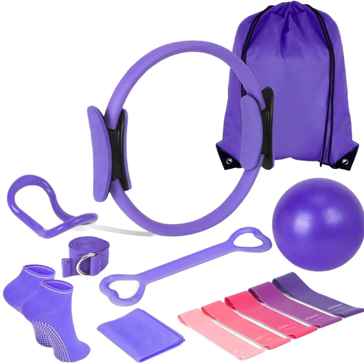 Pilates and Yoga 13 PCS Set with Ball, Resistance Bands & More