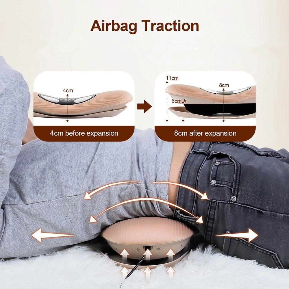 Electric Lumbar Traction Massager: Vibration Waist Massager with Airbag Support for Spine and Back Relief