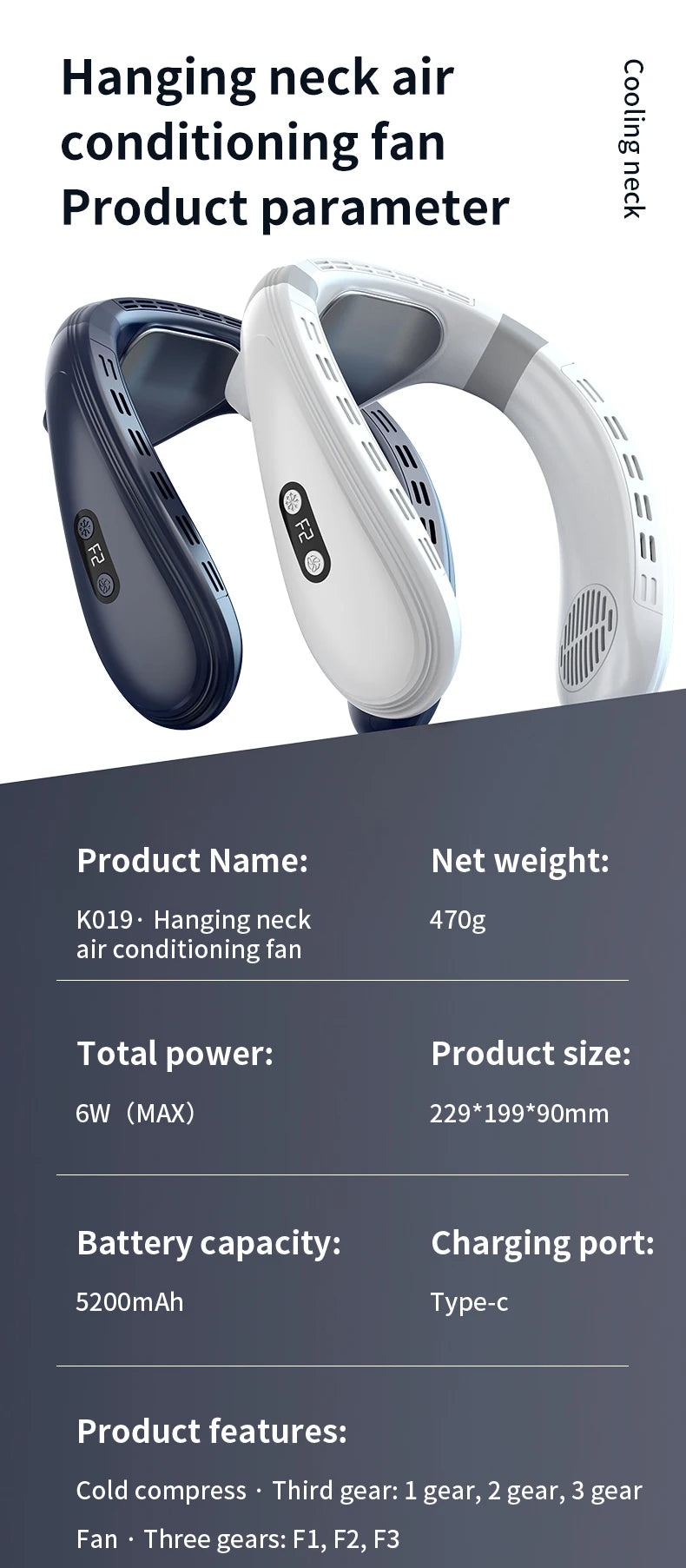 Latest Model Portable Wearable Neck Air Conditioner and Fan
