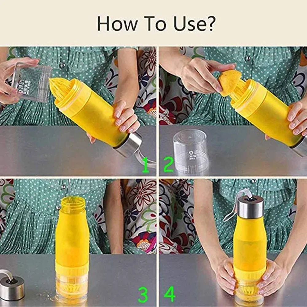 Wellness / Sports Water Bottle with Fruit Infuser, Leak Proof Travel, Eco and bicycle friendly